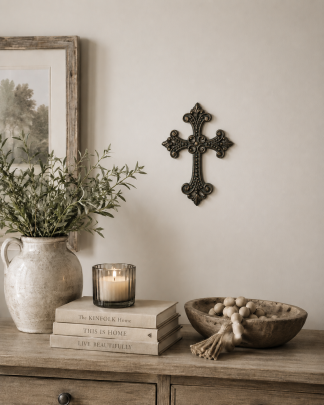 Green Victorian Style Iron Cross with gold highlights