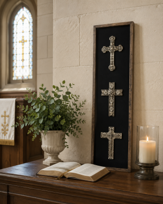 Vintage International Silver crosses in Shadow Box