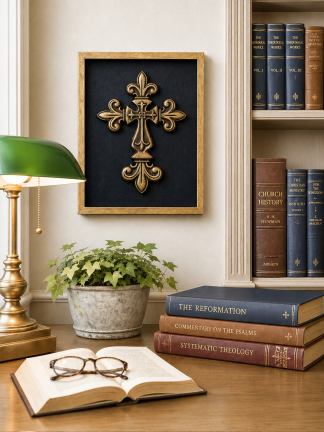 Medieval cross in shadow box