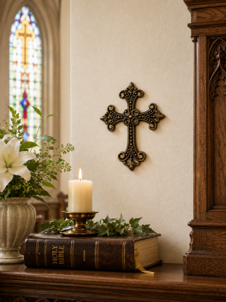 Iron Victorian cross with gold highlights