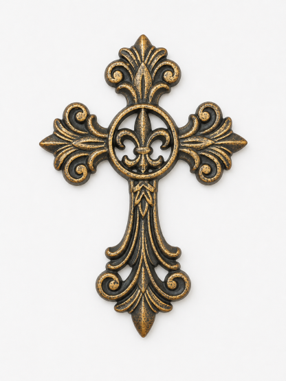 Fleur-de-lis antiqued iron cross - Image 2